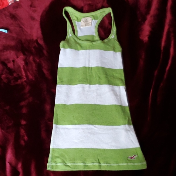 Hollister socal stretch green white strip tank top - Picture 1 of 2